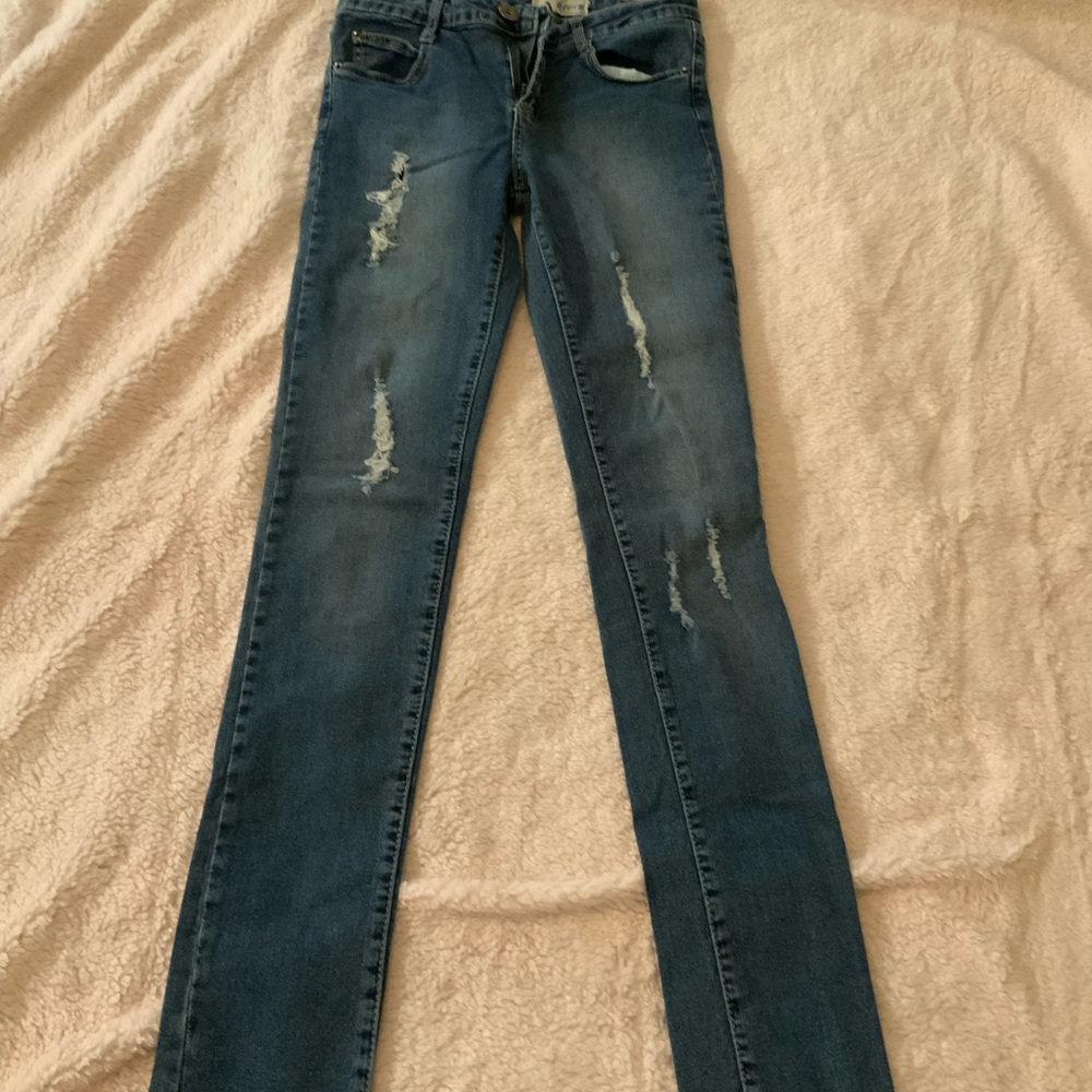 Cotton On Dark Blue Distressed Skinny Jeans